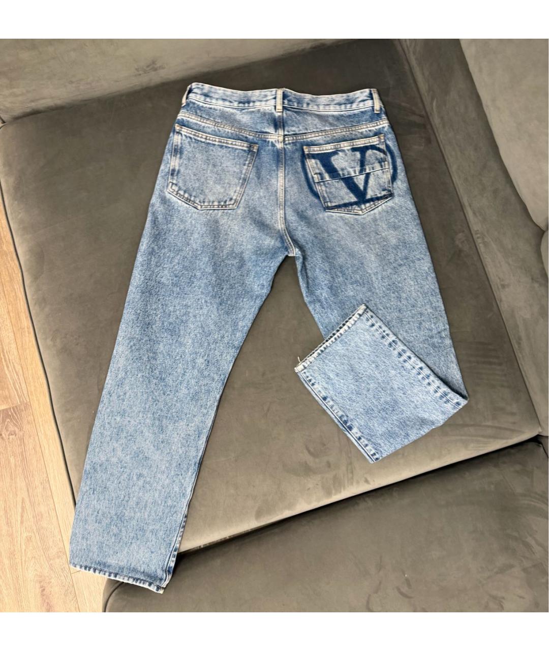 VALENTINO Голубые хлопковые прямые джинсы, фото 2