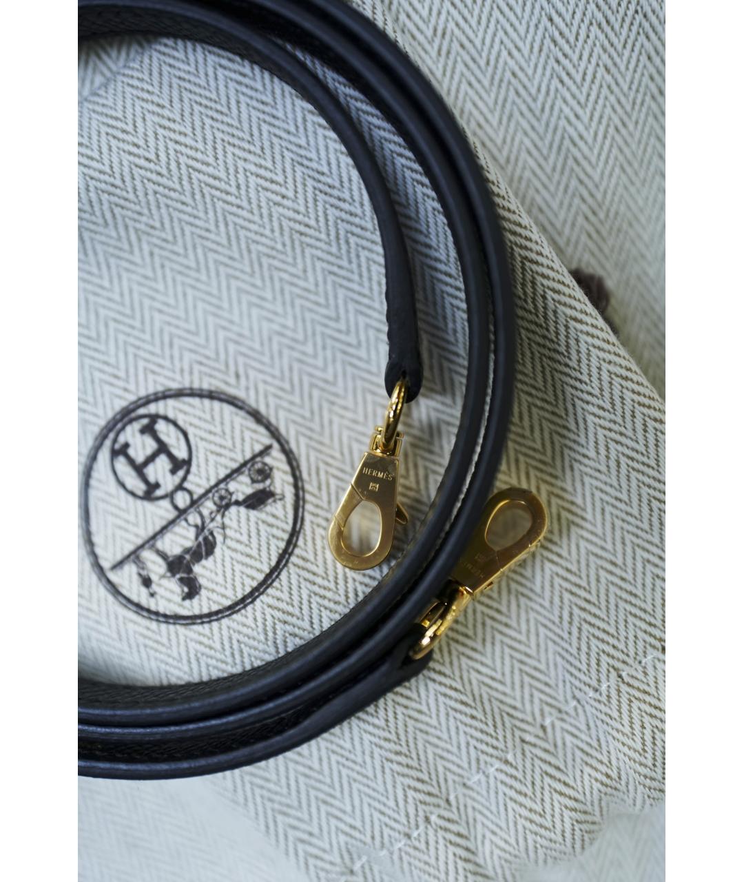 HERMES Черная кожаная сумка с короткими ручками, фото 6