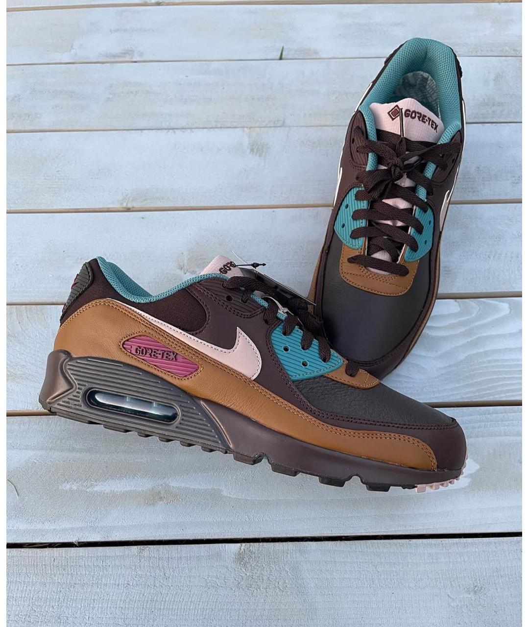 NIKE Коричневые кожаные низкие кроссовки / кеды, фото 5
