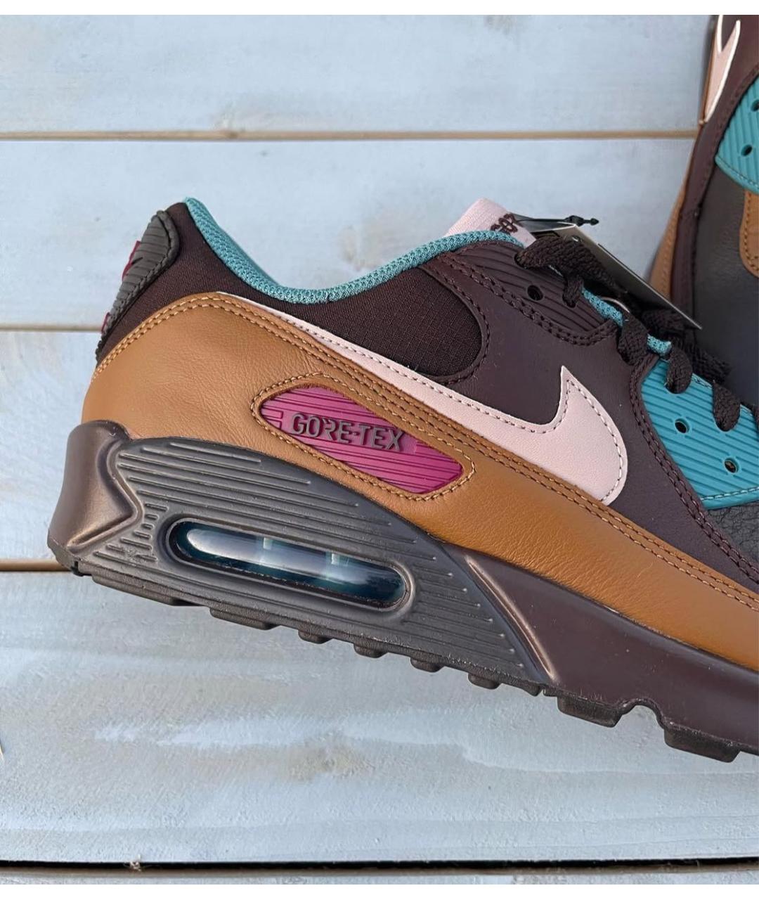NIKE Коричневые кожаные низкие кроссовки / кеды, фото 6