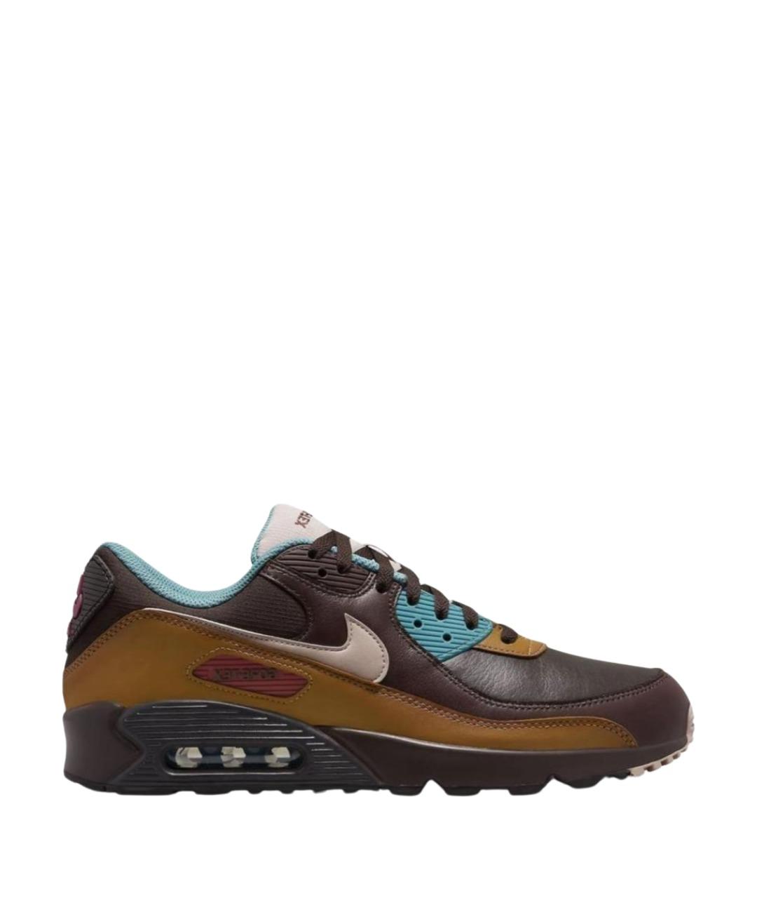 NIKE Коричневые кожаные низкие кроссовки / кеды, фото 1