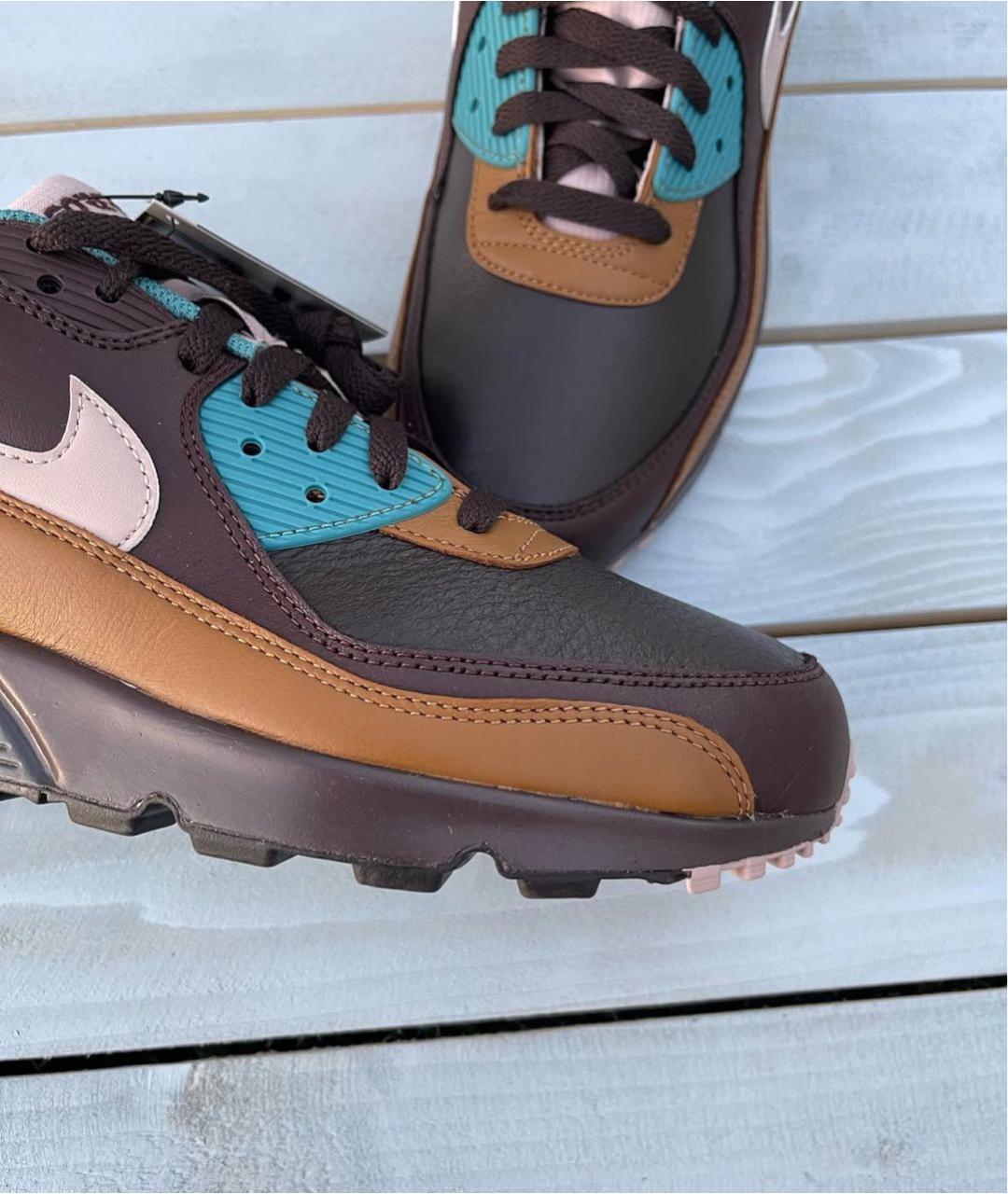 NIKE Коричневые кожаные низкие кроссовки / кеды, фото 8