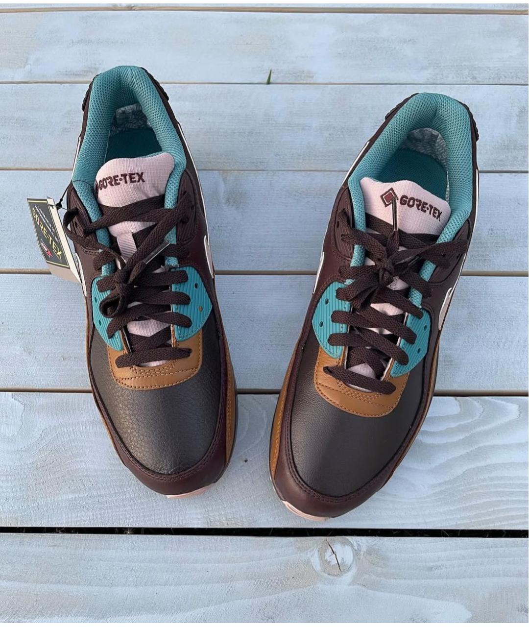 NIKE Коричневые кожаные низкие кроссовки / кеды, фото 7