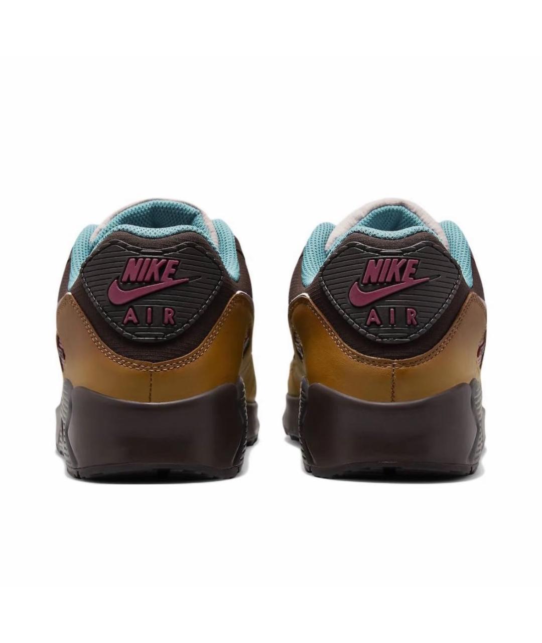 NIKE Коричневые кожаные низкие кроссовки / кеды, фото 4