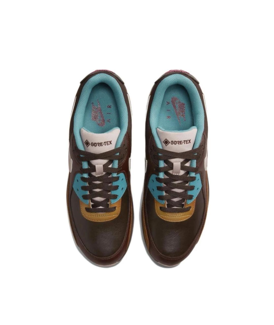 NIKE Коричневые кожаные низкие кроссовки / кеды, фото 3