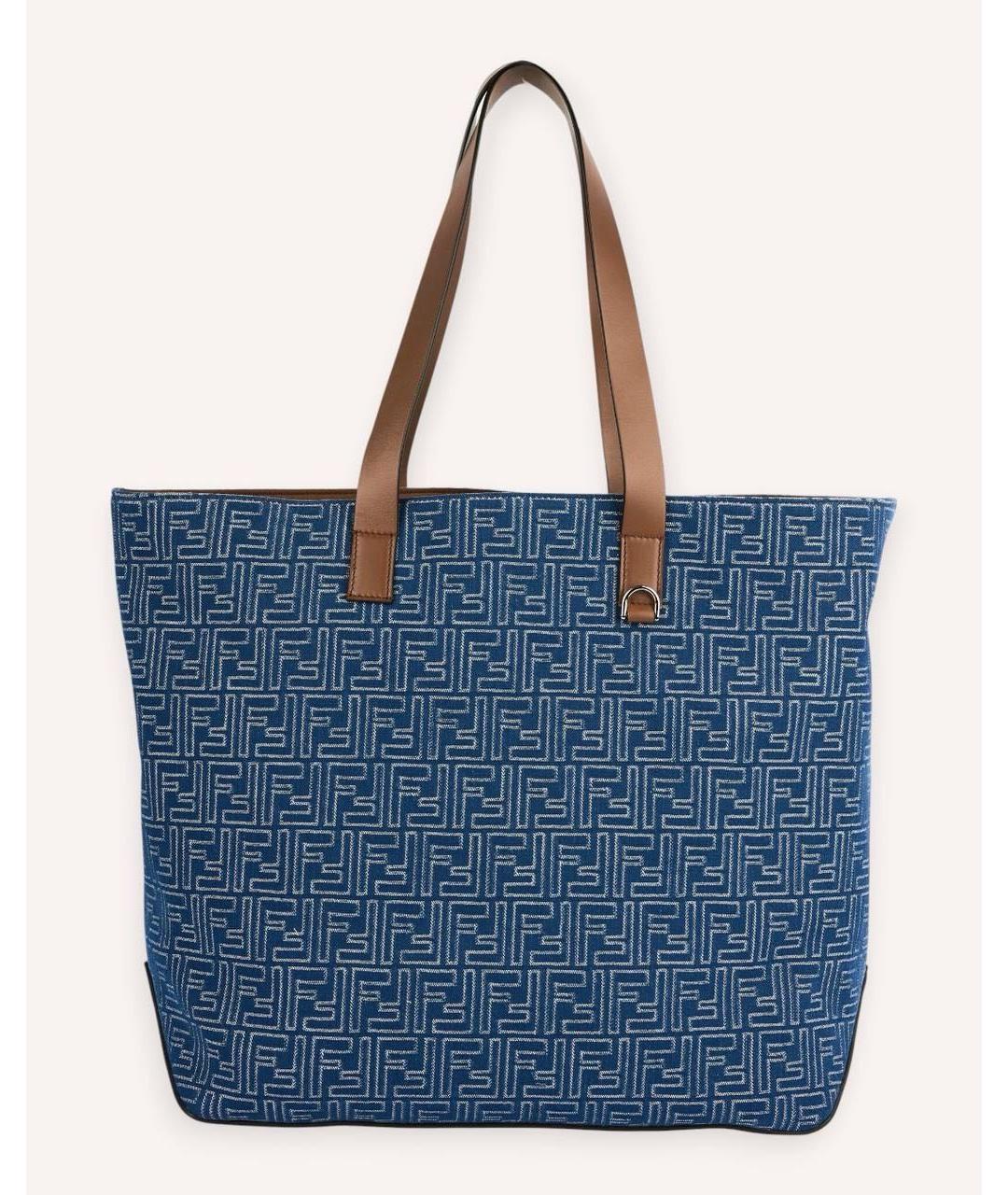 FENDI Синяя жаккардовая сумка тоут, фото 3