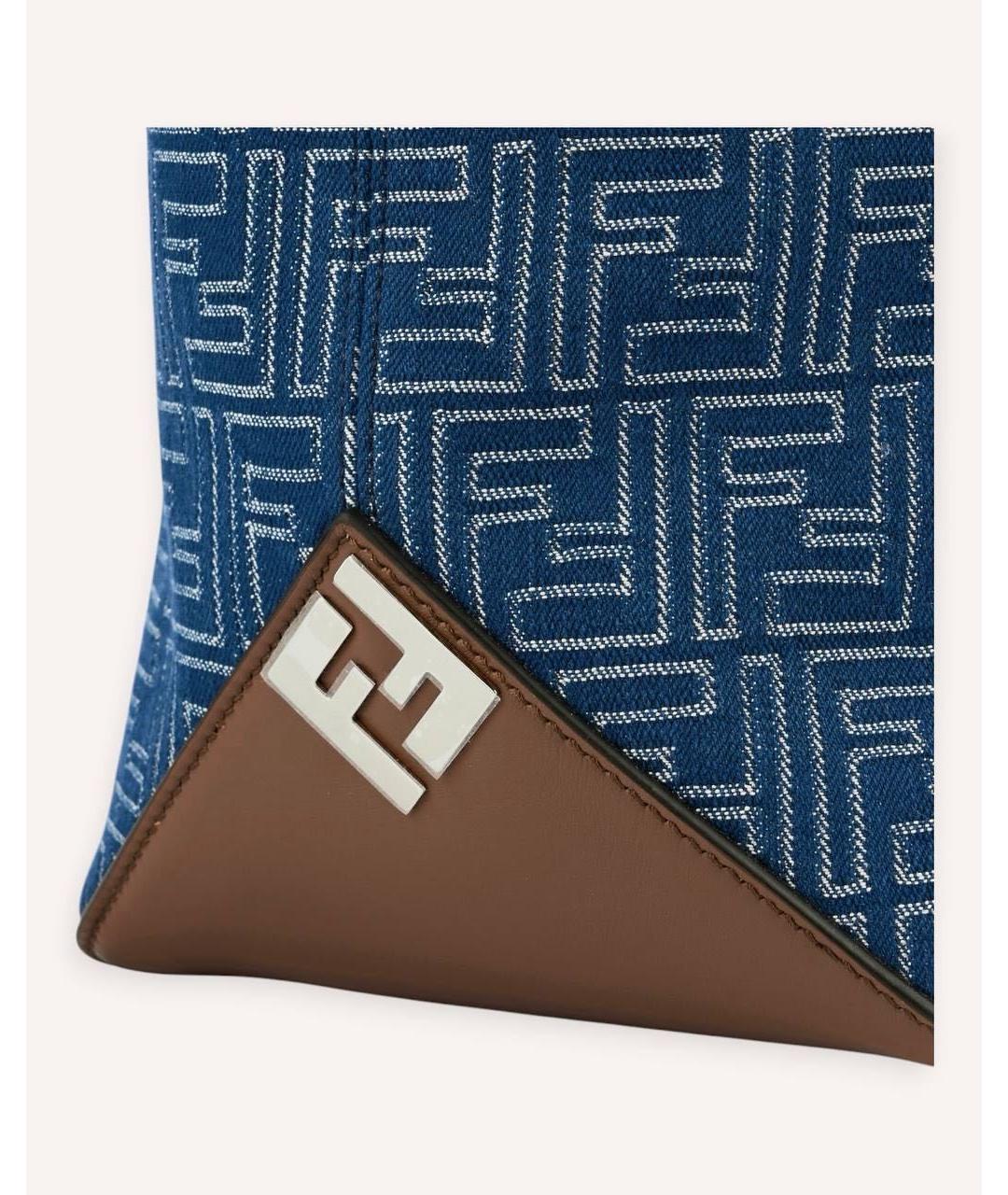 FENDI Синяя жаккардовая сумка тоут, фото 5