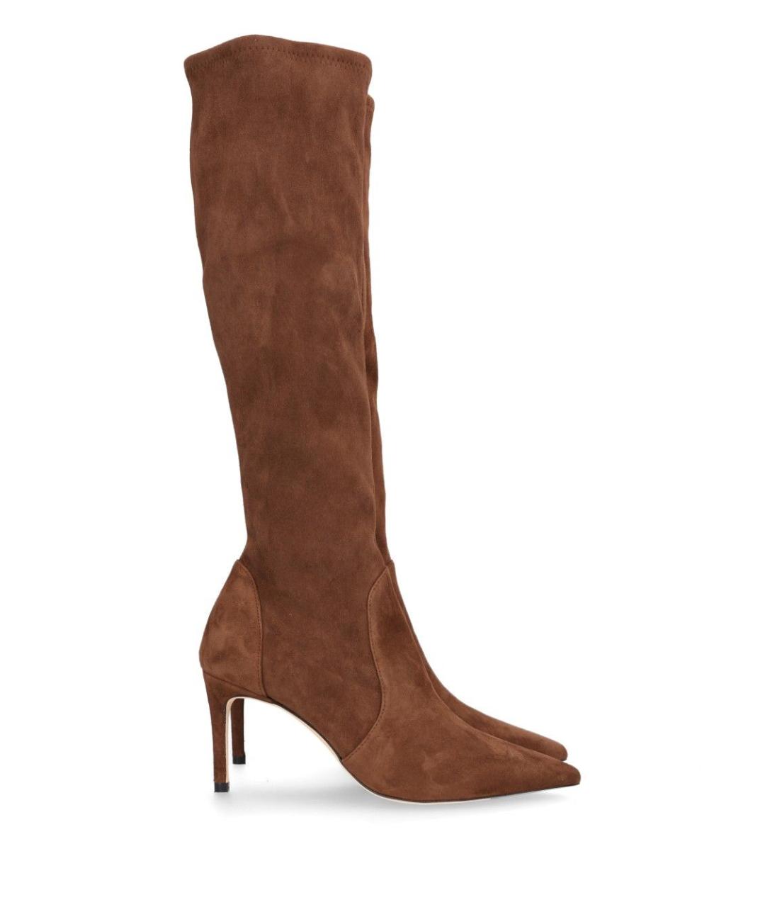 STUART WEITZMAN Коричневые замшевые сапоги, фото 1