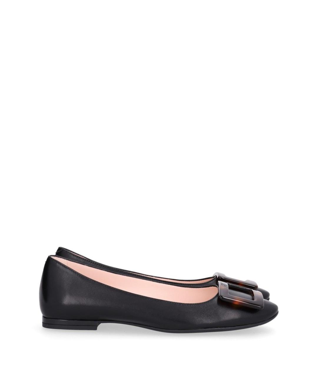 ROGER VIVIER Черные кожаные балетки, фото 1