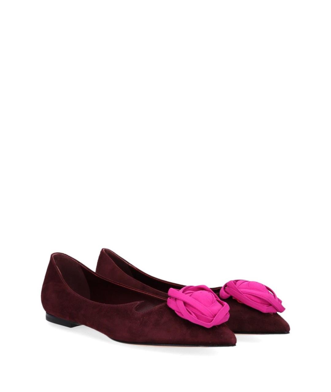 ROGER VIVIER Бордовые замшевые балетки, фото 2