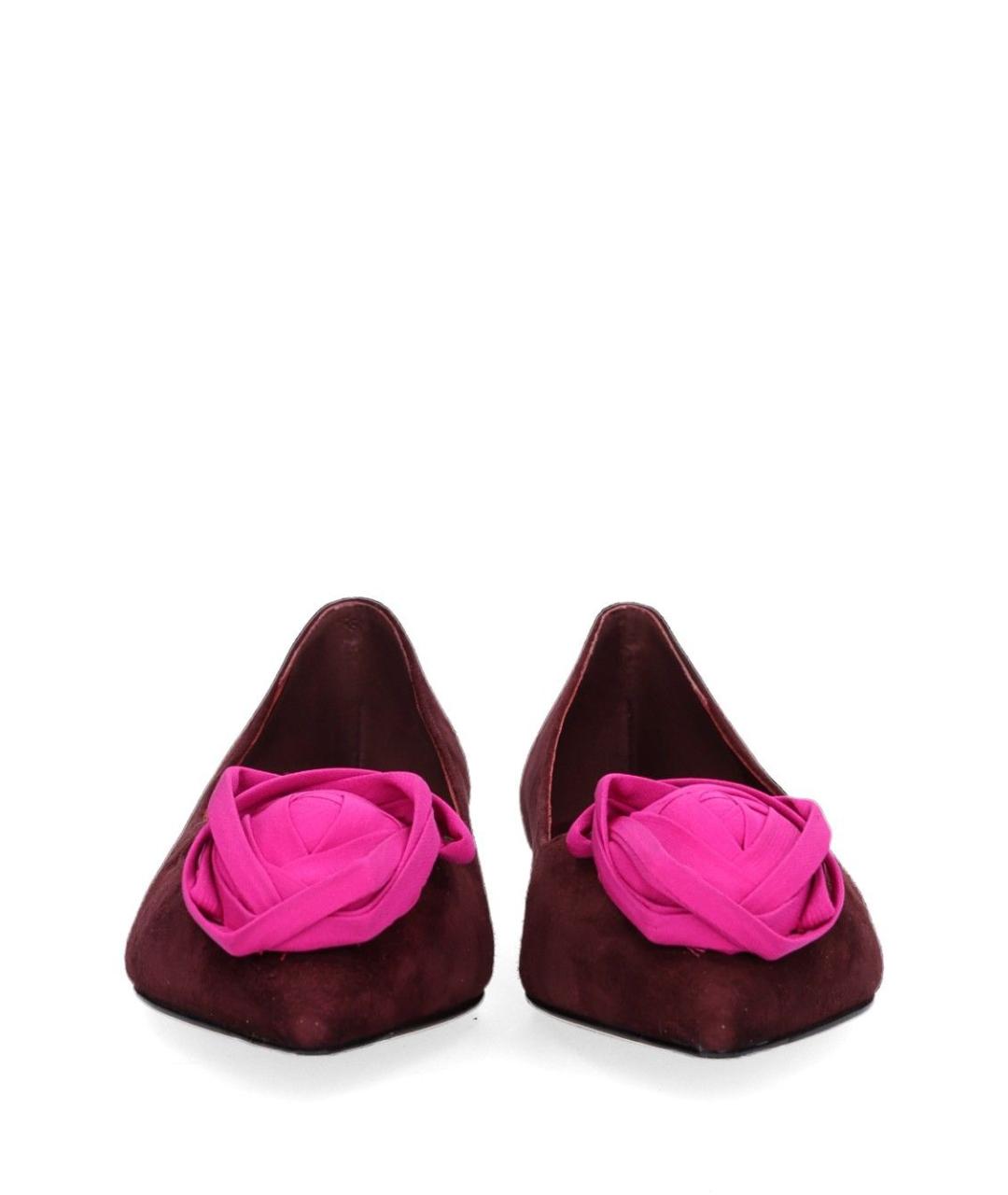 ROGER VIVIER Бордовые замшевые балетки, фото 5