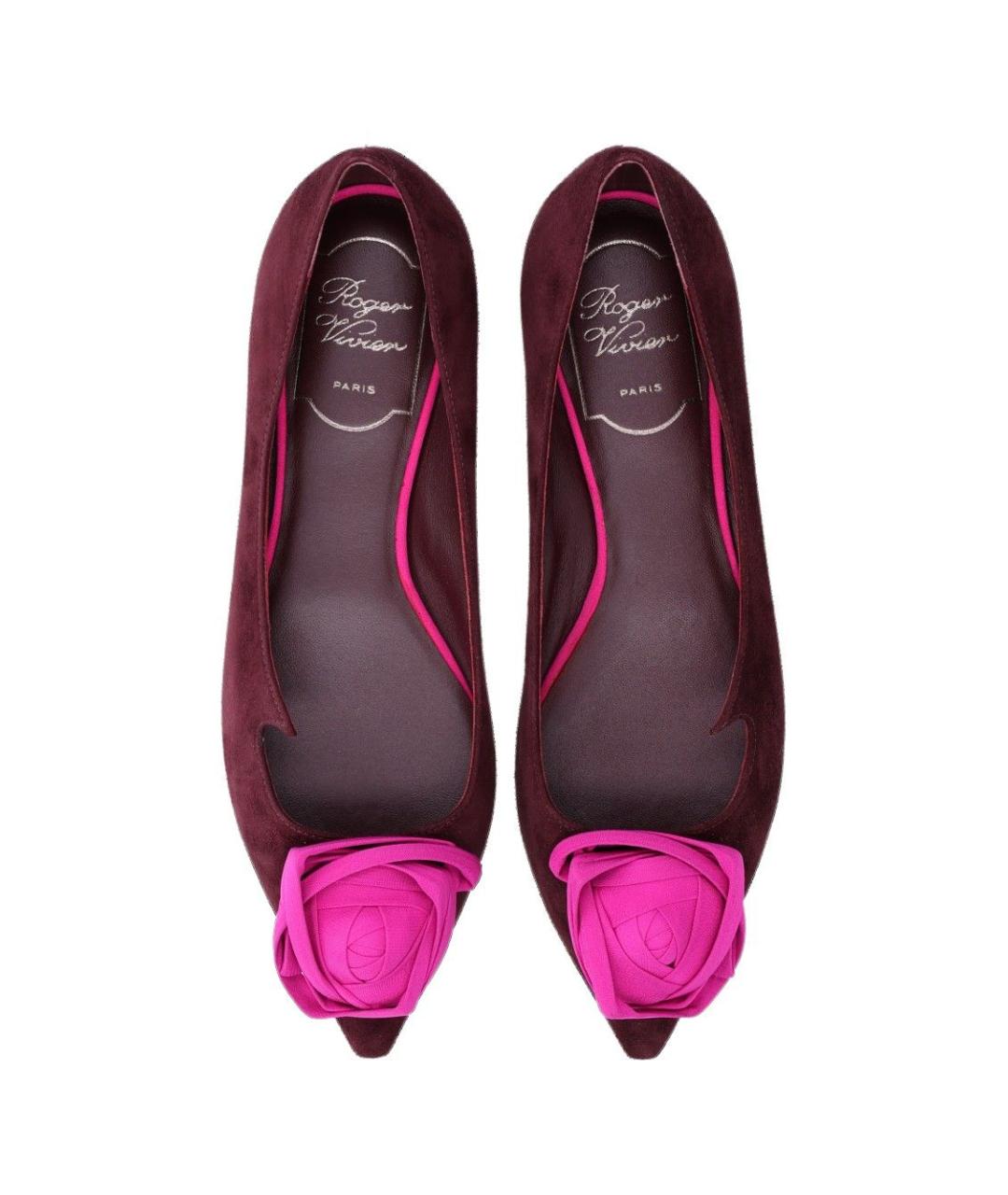 ROGER VIVIER Бордовые замшевые балетки, фото 4