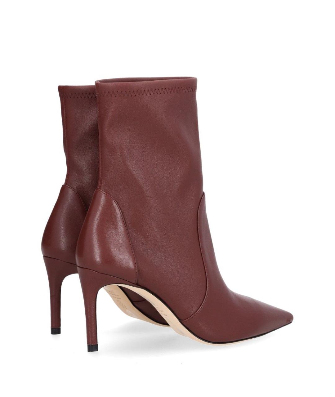 STUART WEITZMAN Бордовые кожаные ботильоны, фото 3