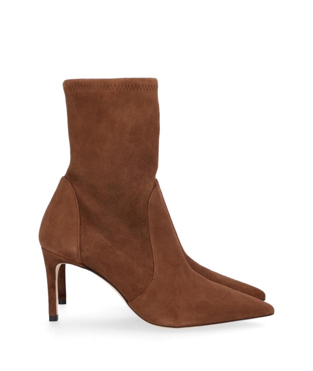 STUART WEITZMAN Коричневые замшевые ботильоны, фото 1