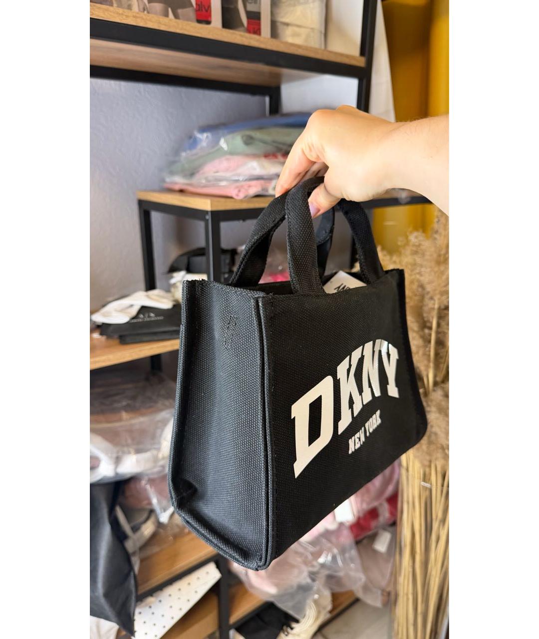 DKNY Черная тканевая сумка с короткими ручками, фото 2
