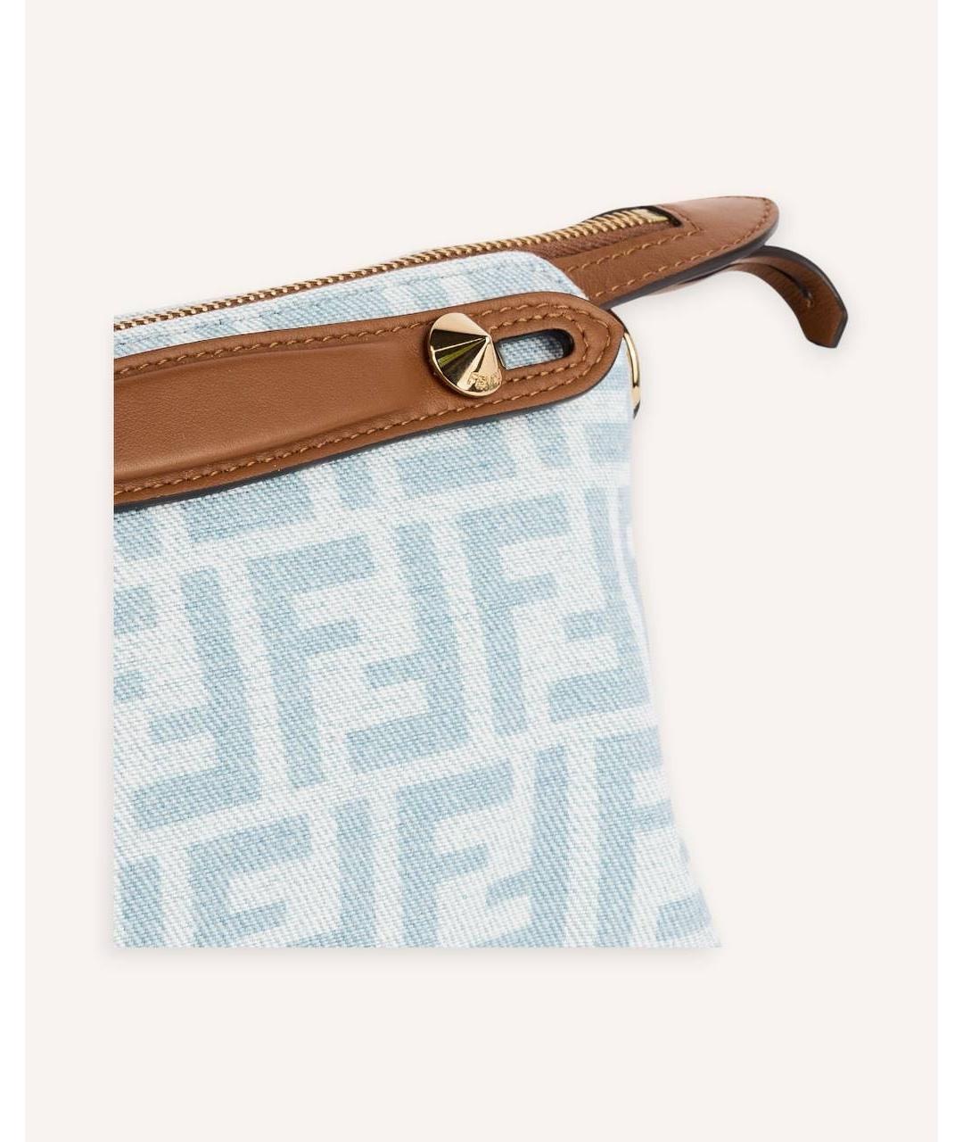 FENDI Голубая тканевая сумка через плечо, фото 4