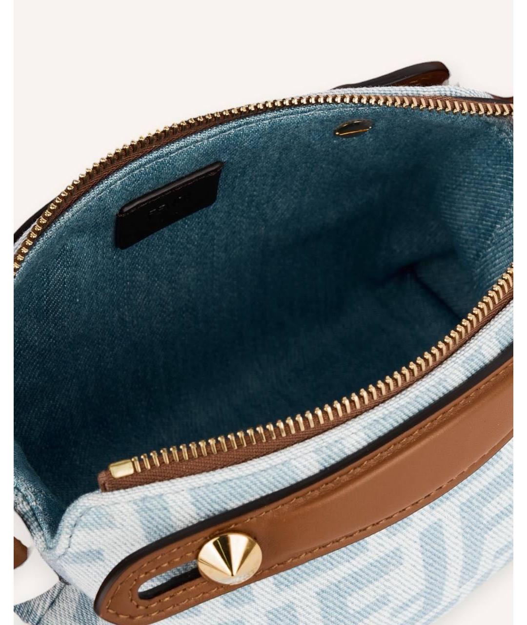 FENDI Голубая тканевая сумка через плечо, фото 5