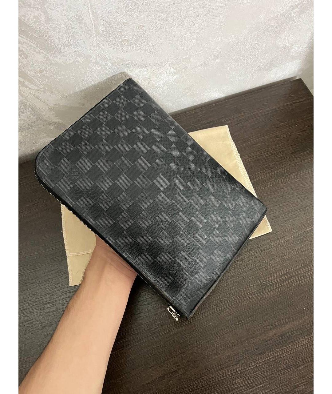 LOUIS VUITTON Антрацитовая папка для документов из канвы, фото 4