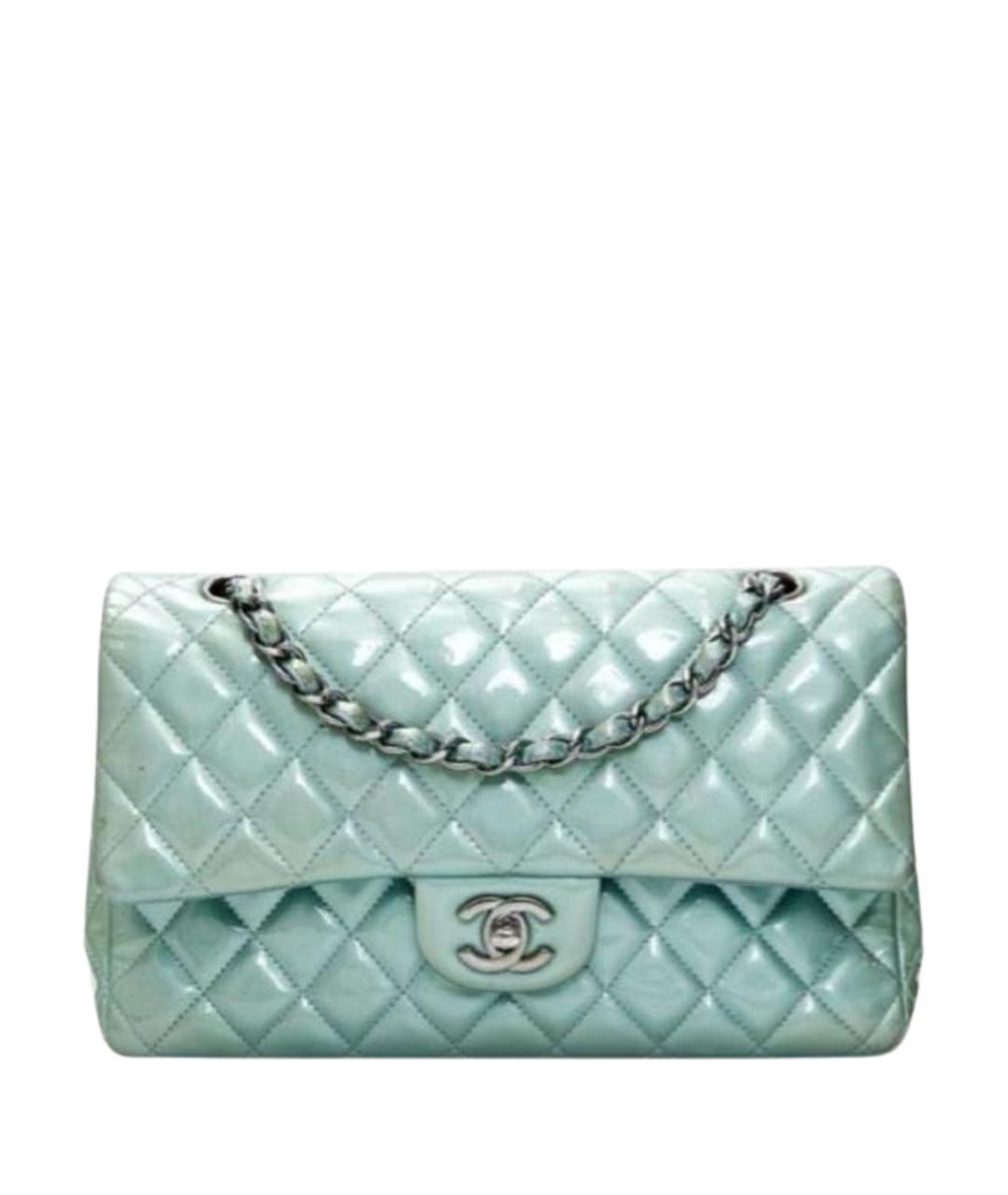 CHANEL Бирюзовая сумка через плечо из лакированной кожи, фото 1