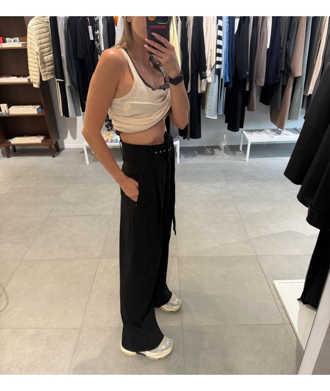 SPORTMAX Черные вискозные брюки широкие, фото 6