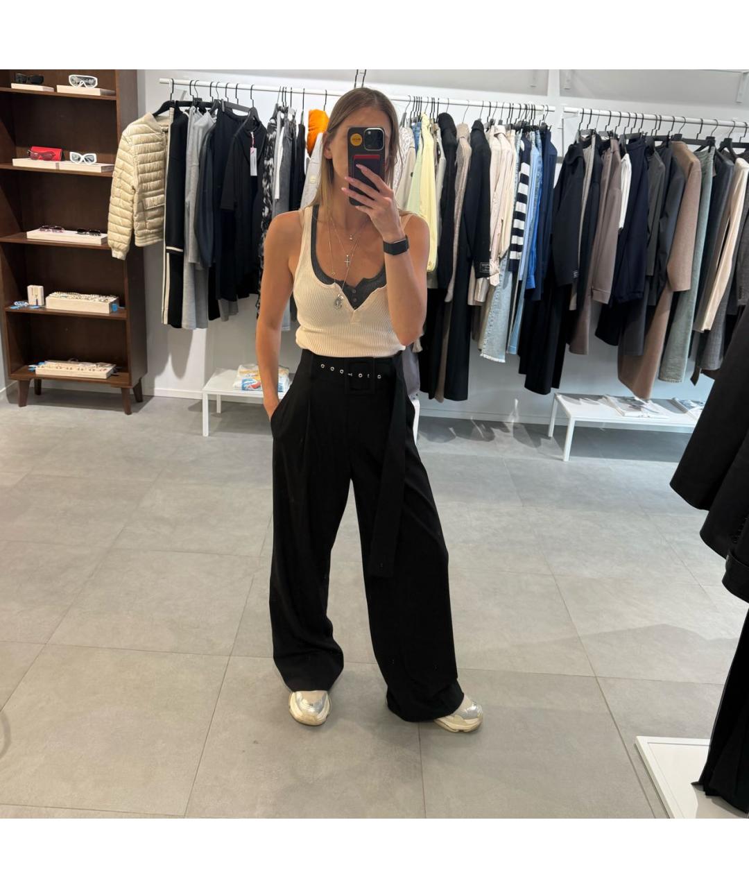 SPORTMAX Черные вискозные брюки широкие, фото 7
