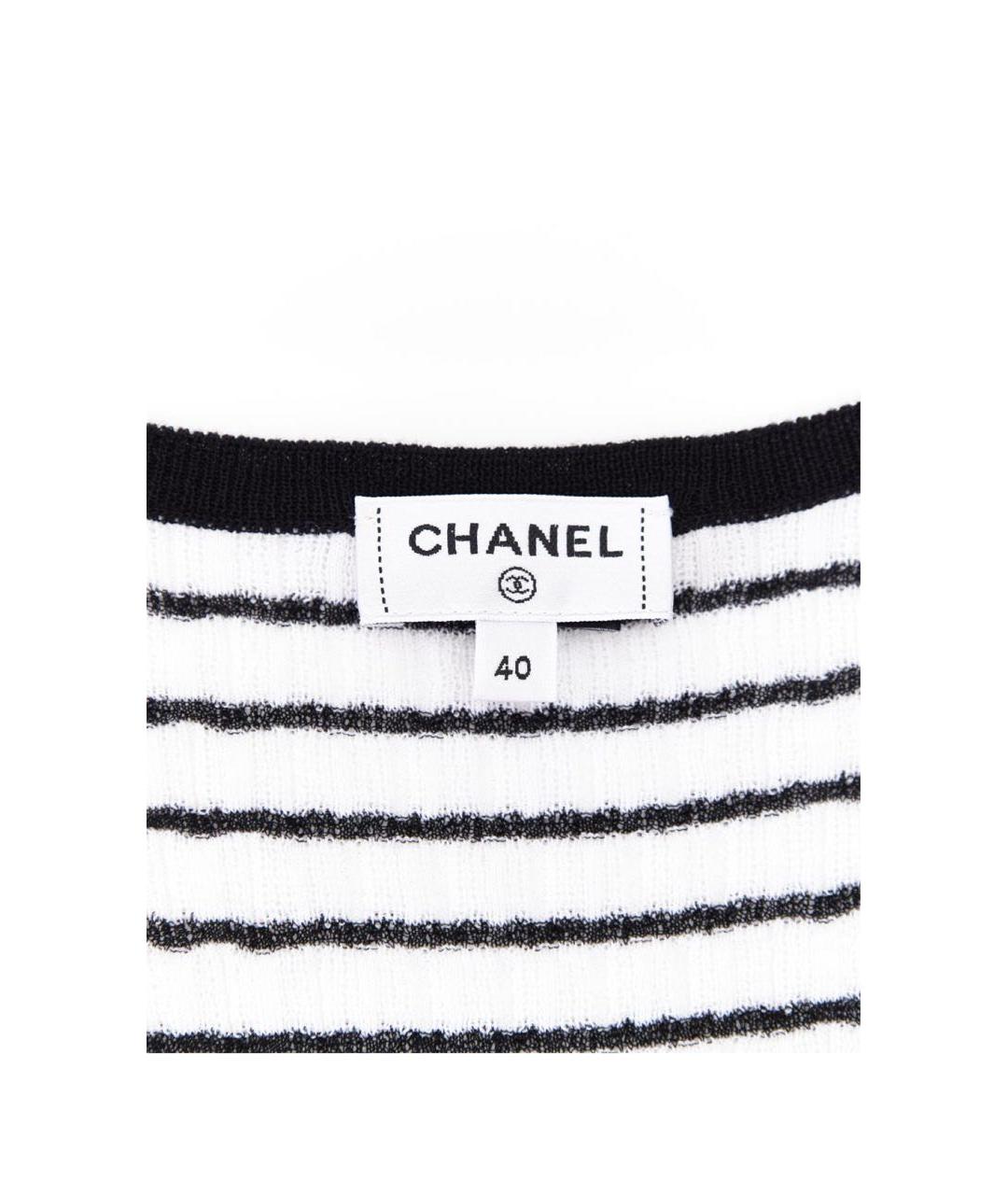 CHANEL Белое хлопковое повседневное платье, фото 4