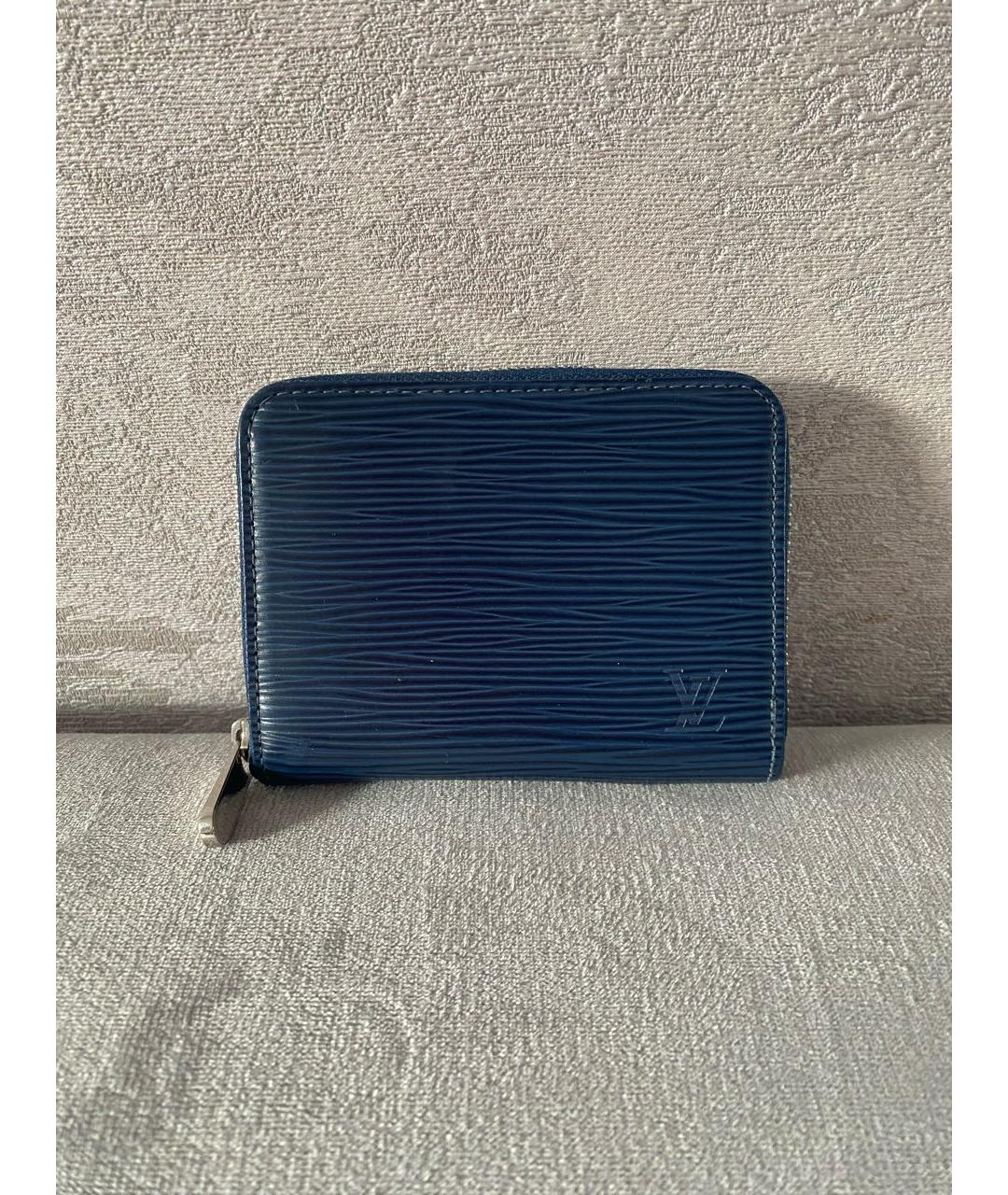 LOUIS VUITTON Темно-синий кожаный кошелек, фото 4