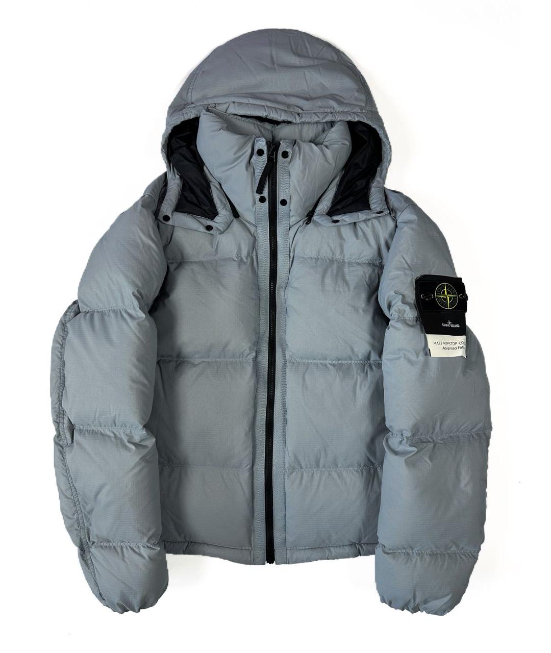 STONE ISLAND Голубой нейлоновый пуховик, фото 1