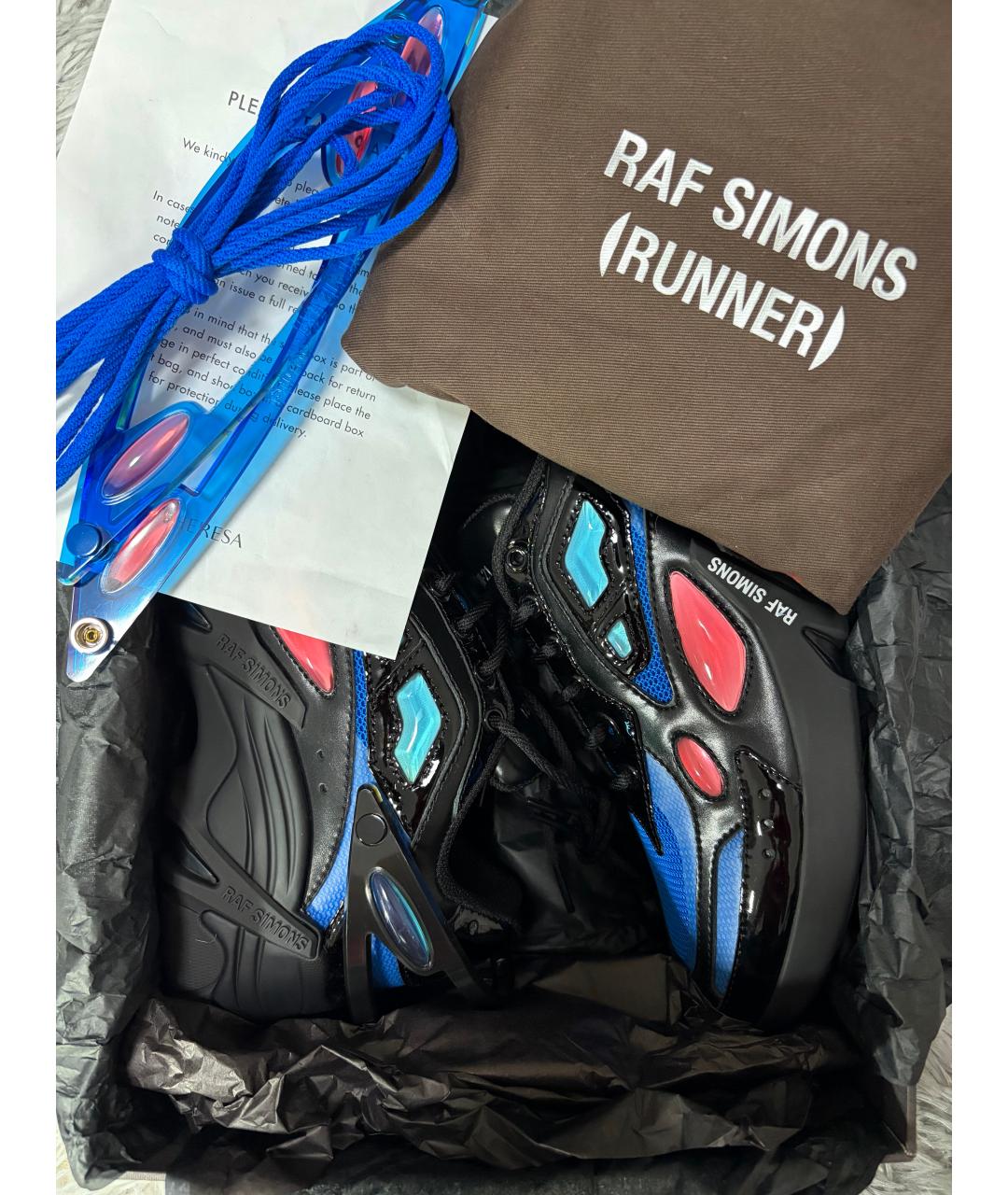 RAF SIMONS Черные кожаные низкие кроссовки / кеды, фото 5