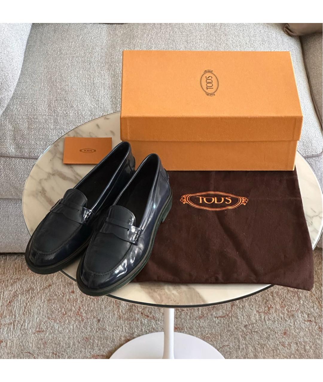 TOD'S Темно-синие кожаные лоферы, фото 5