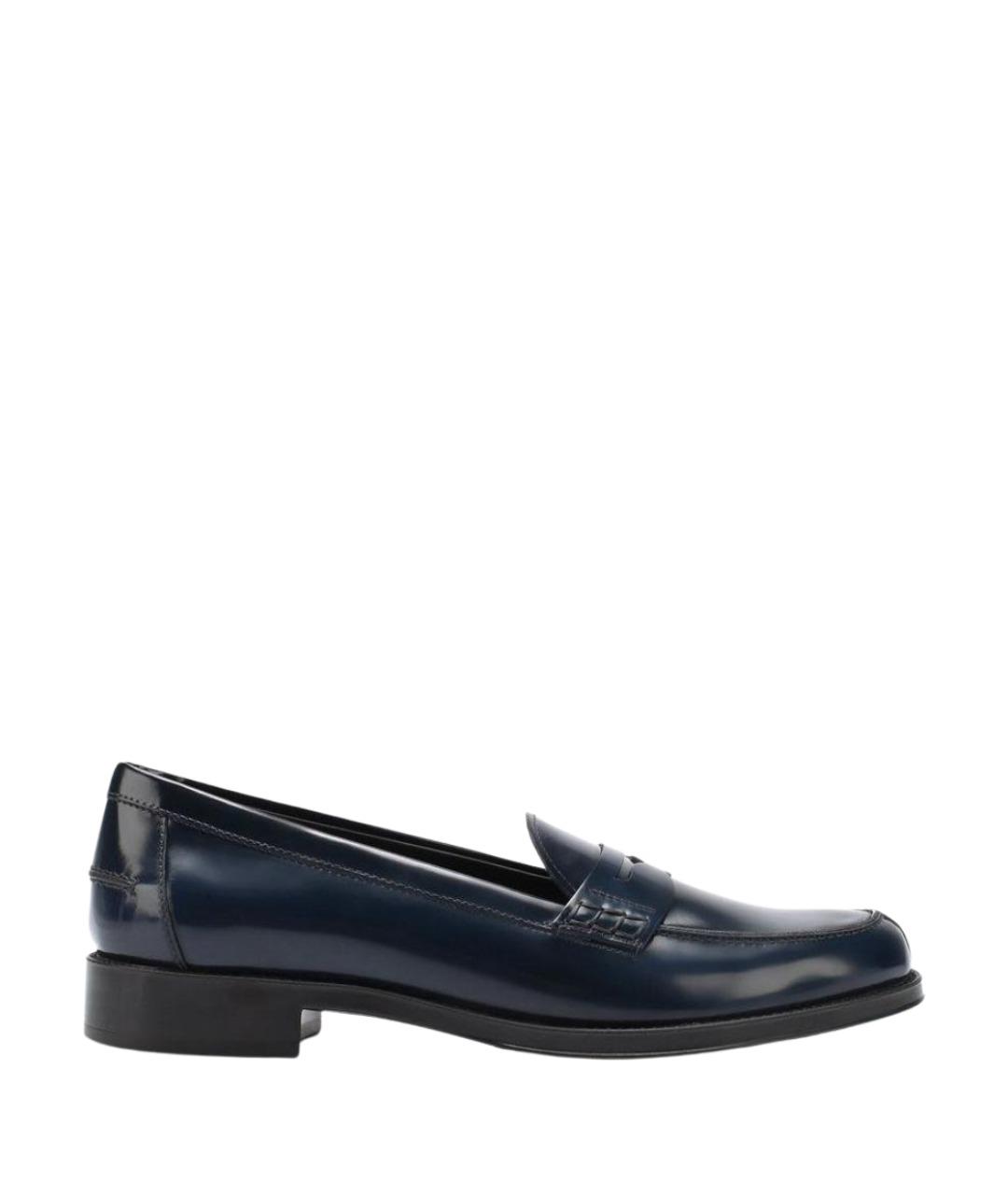 TOD'S Темно-синие кожаные лоферы, фото 1