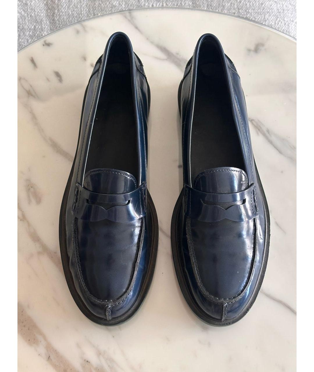 TOD'S Темно-синие кожаные лоферы, фото 2