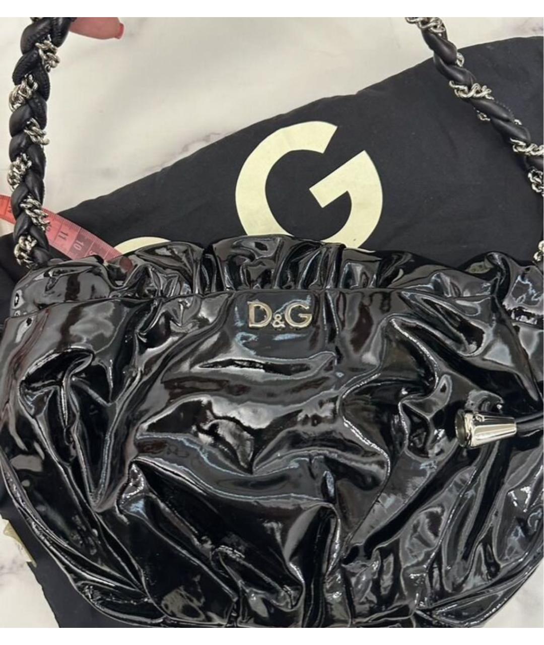 DOLCE&GABBANA Черная сумка с короткими ручками из лакированной кожи, фото 2