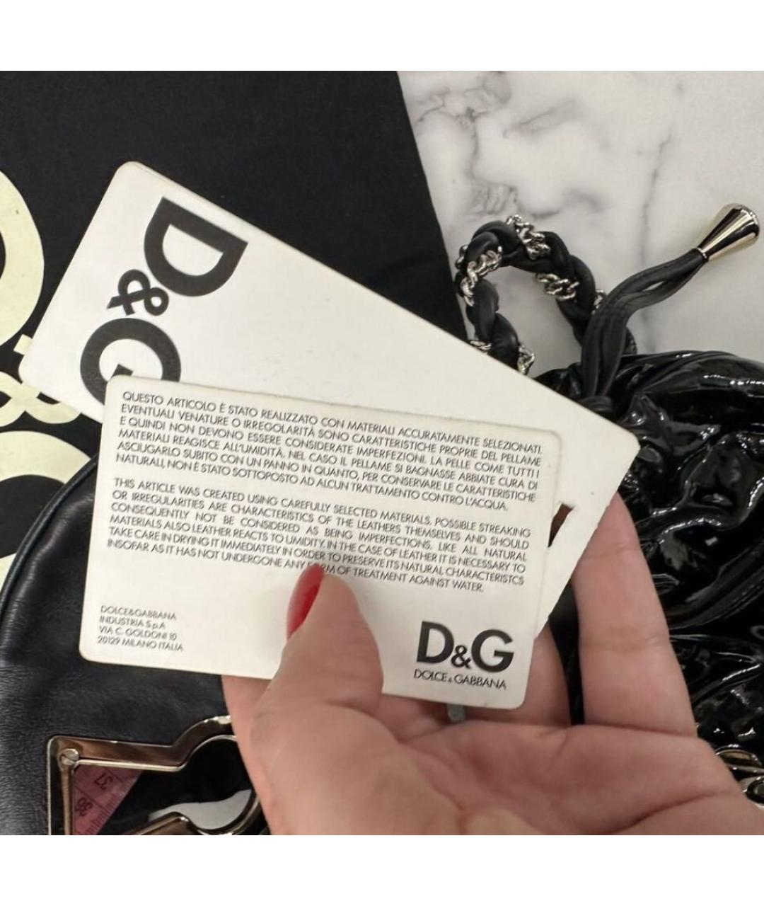 DOLCE&GABBANA Черная сумка с короткими ручками из лакированной кожи, фото 4