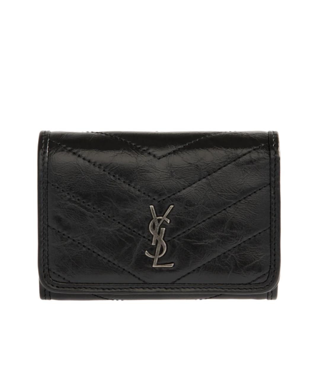 SAINT LAURENT Черный кожаный кошелек, фото 2