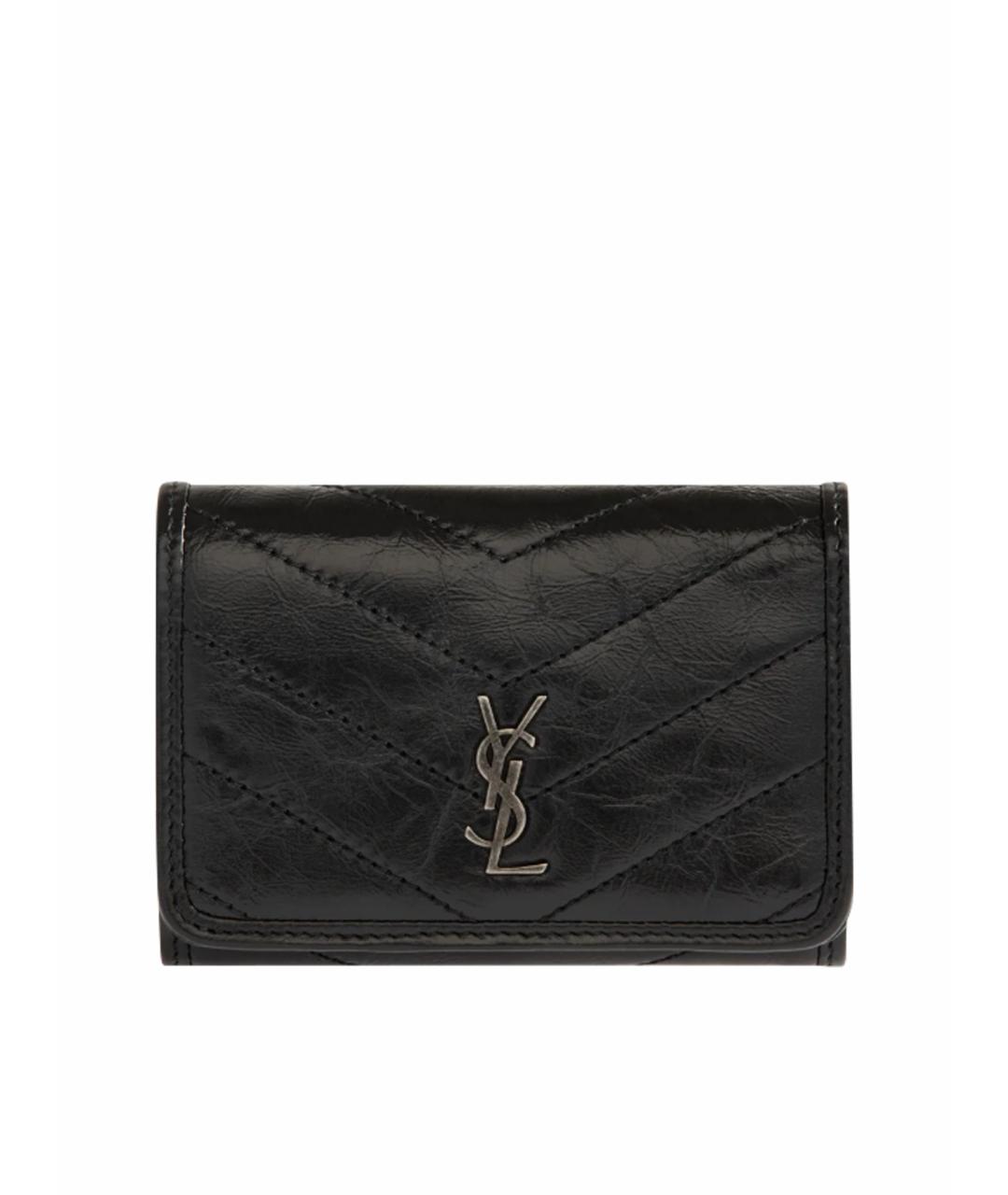 SAINT LAURENT Черный кожаный кошелек, фото 1