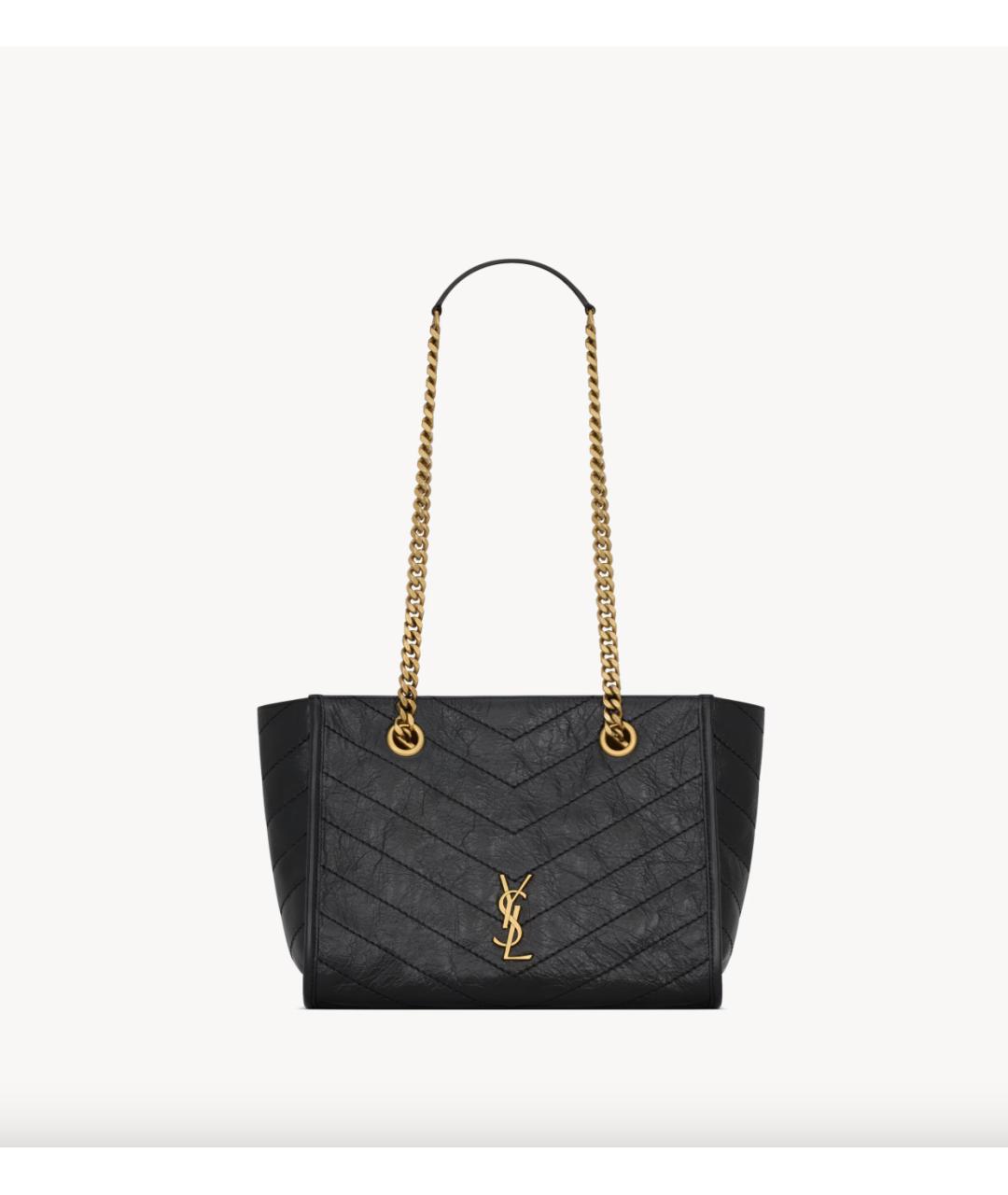 SAINT LAURENT Черная кожаная сумка с короткими ручками, фото 4