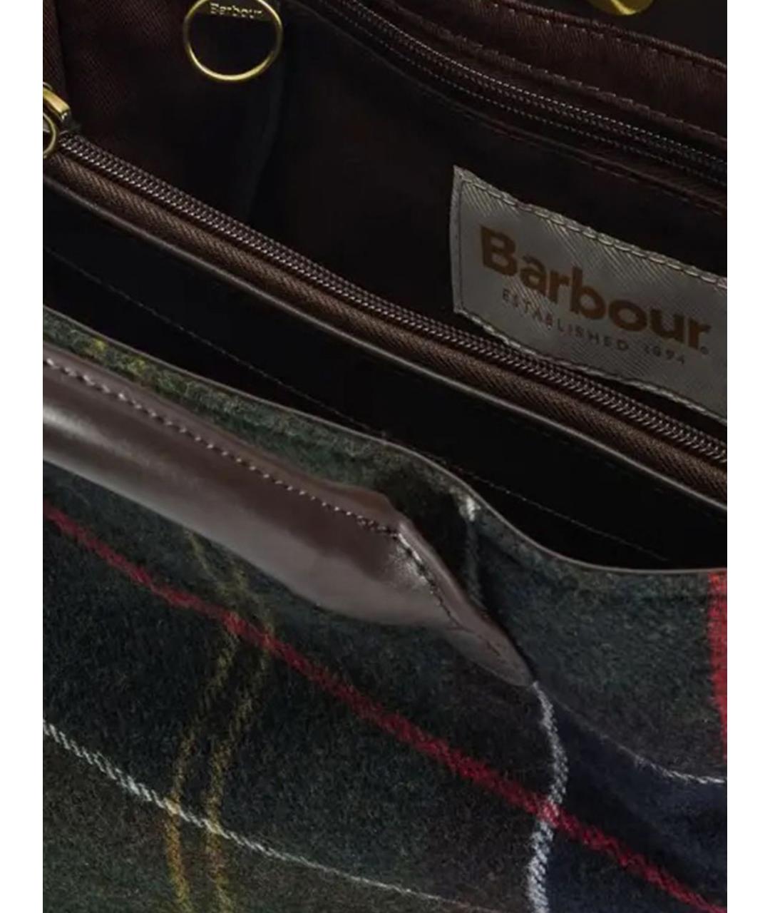 BARBOUR Зеленая синтетическая сумка с короткими ручками, фото 4