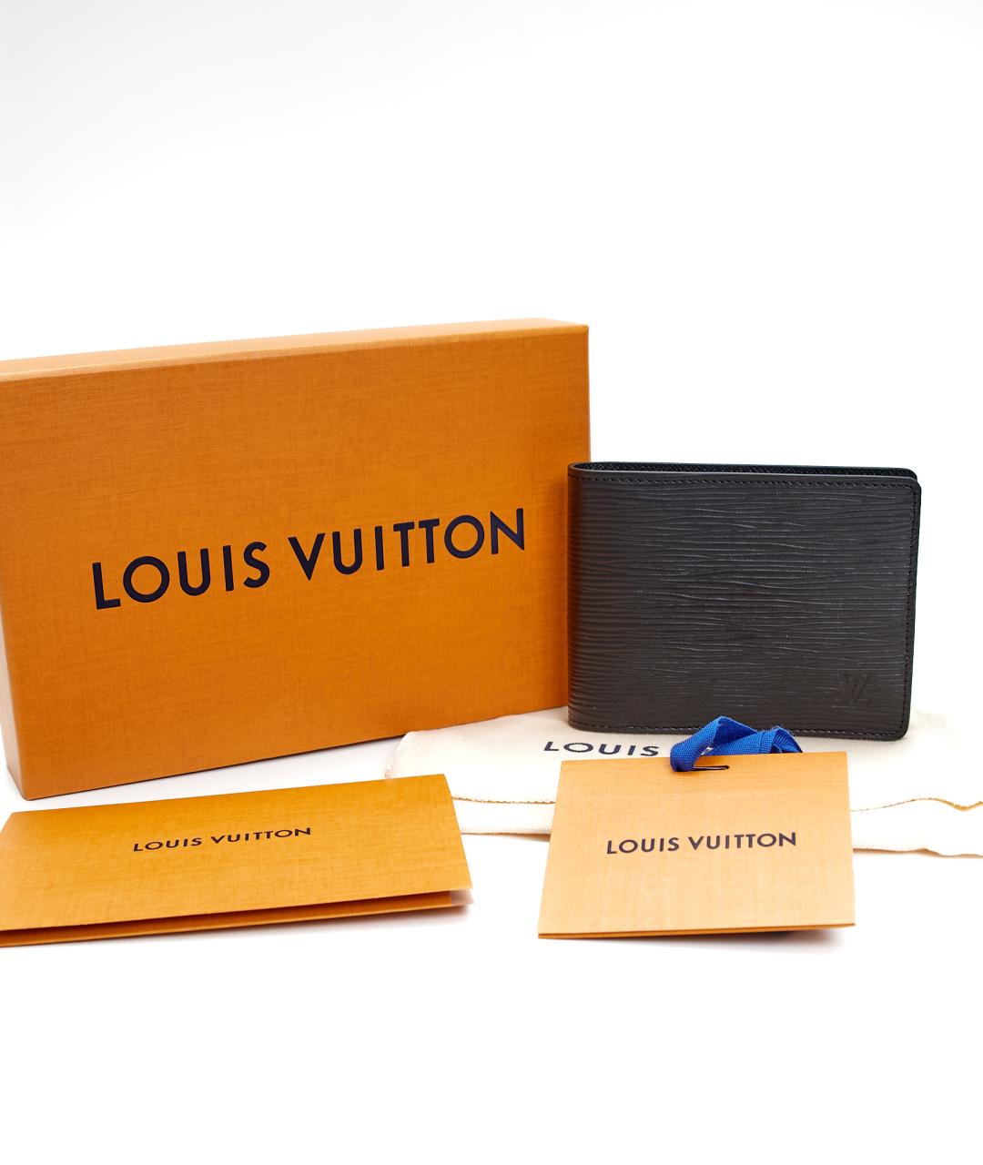 LOUIS VUITTON Черный кожаный кошелек, фото 6