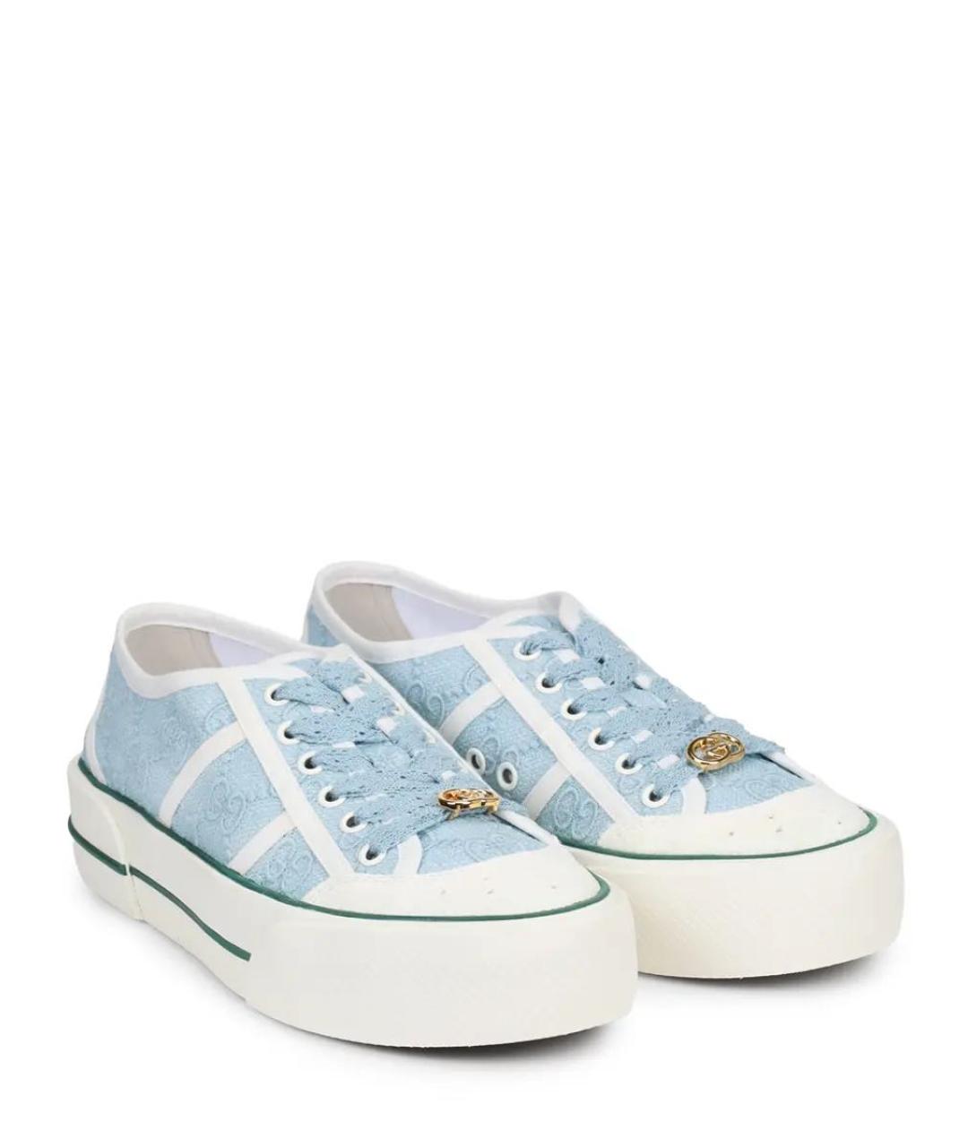 GUCCI Голубые текстильные кеды, фото 2