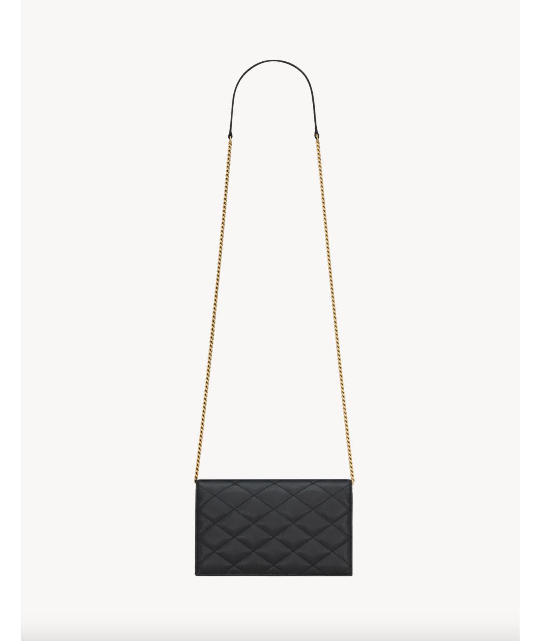 SAINT LAURENT Черная кожаная сумка с короткими ручками, фото 2