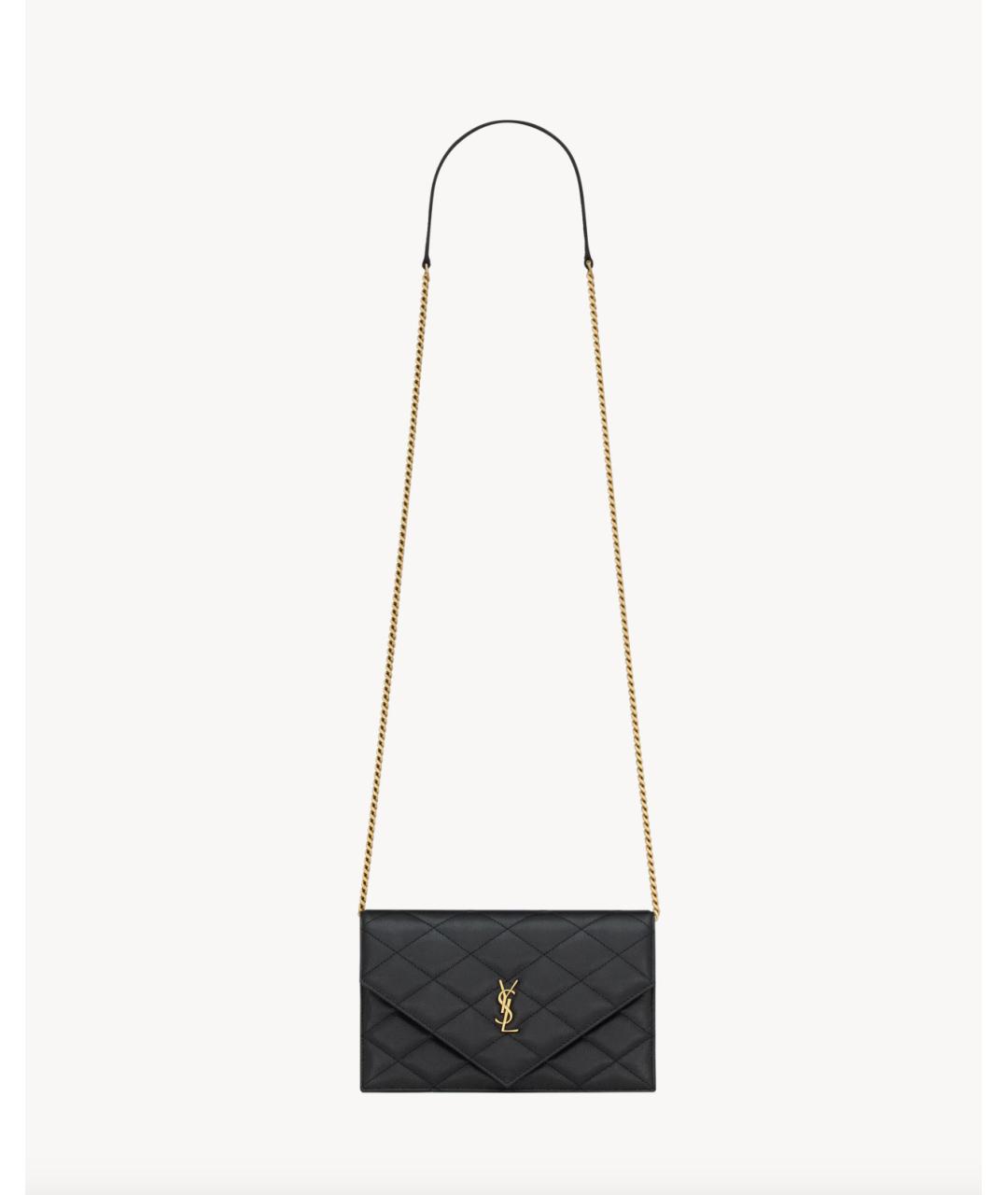 SAINT LAURENT Черная кожаная сумка с короткими ручками, фото 1