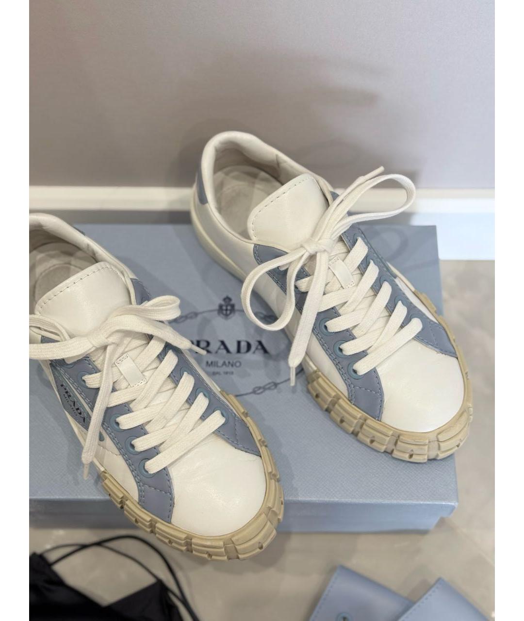 PRADA Белые кожаные кеды, фото 6