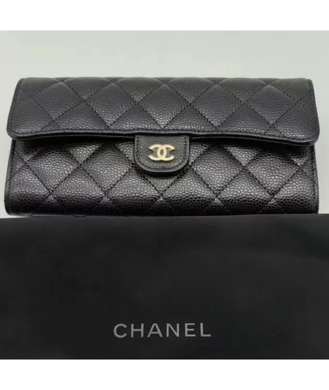CHANEL Черный кожаный кошелек, фото 4