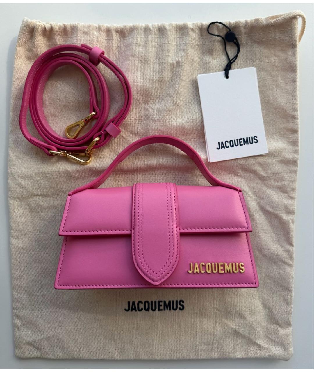 JACQUEMUS Розовая кожаная сумка через плечо, фото 2