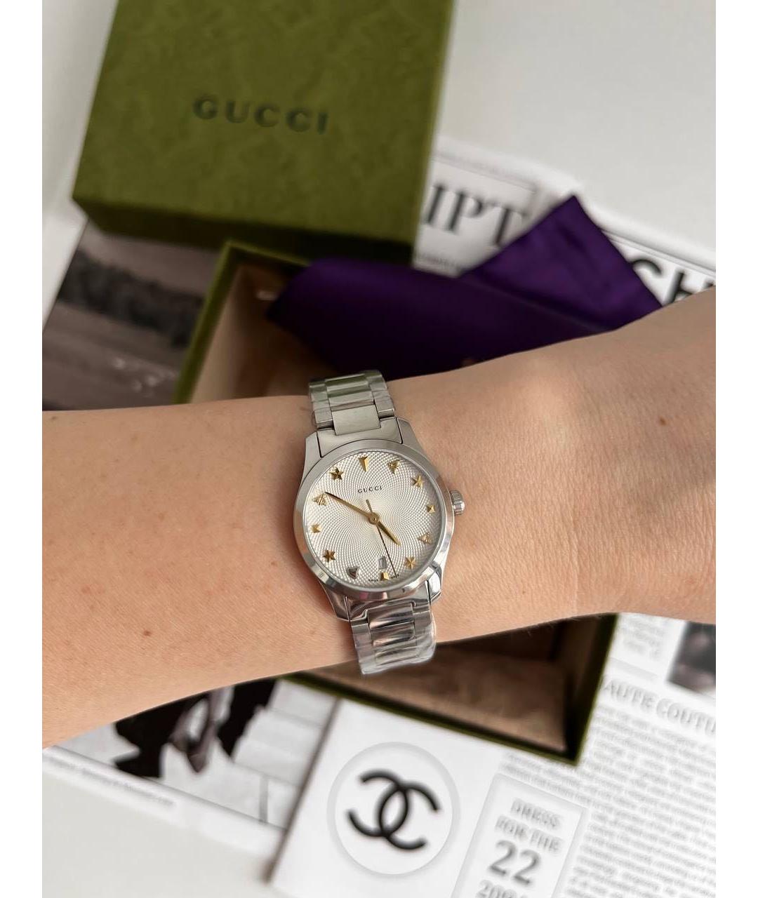 GUCCI Серебряные стальные часы, фото 3