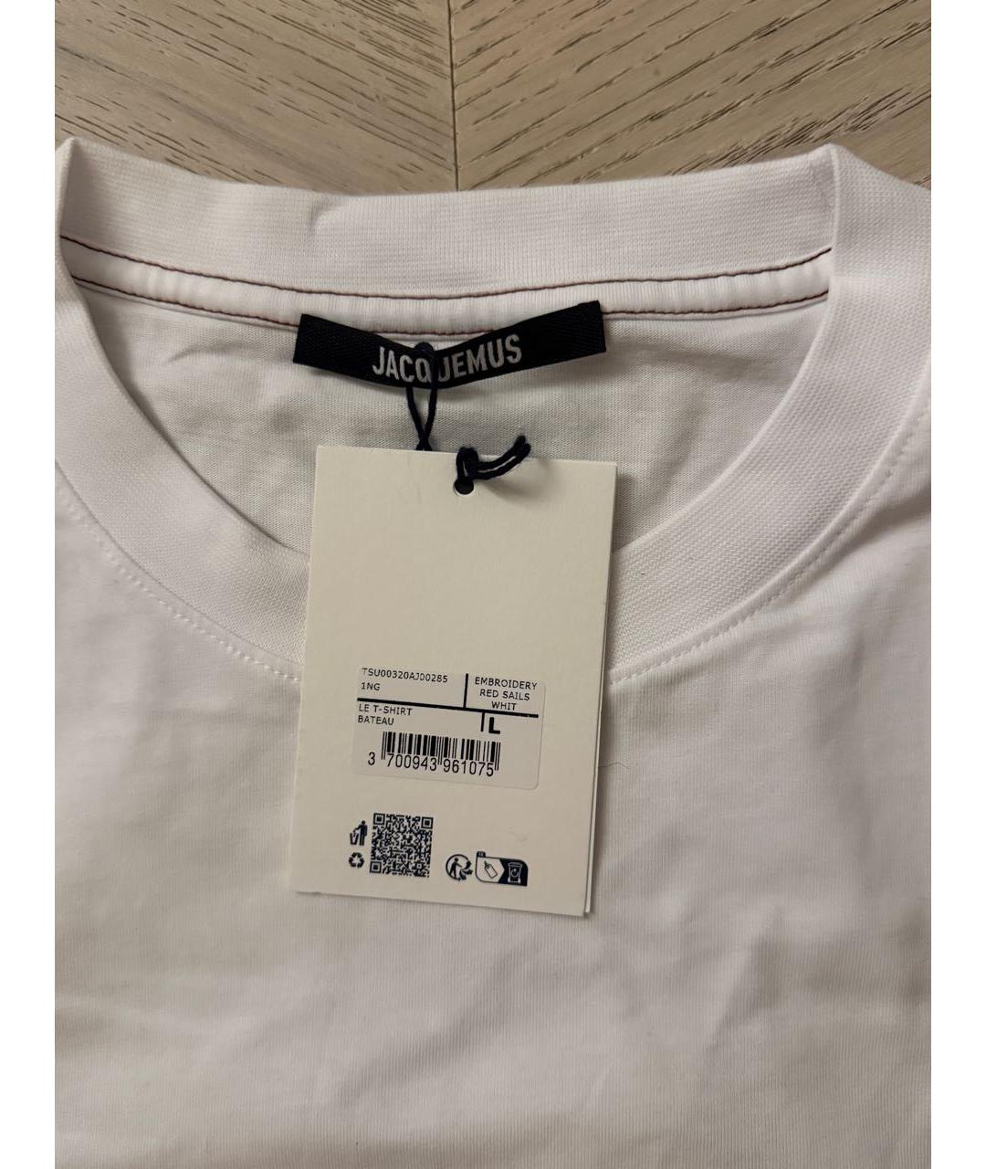 JACQUEMUS Белая хлопковая футболка, фото 5