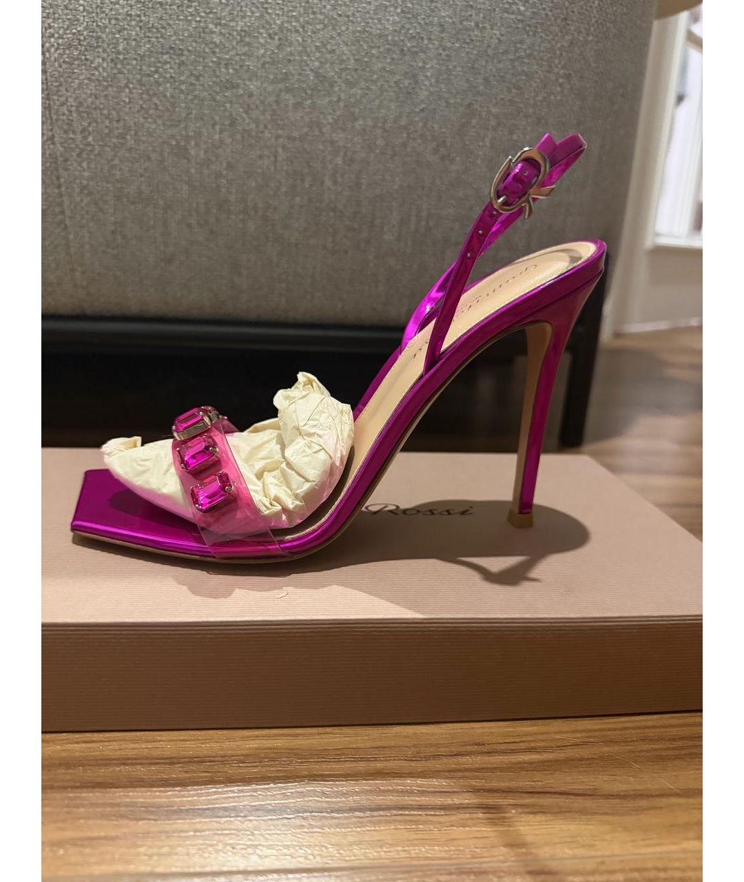 GIANVITO ROSSI Фуксия кожаные босоножки, фото 6
