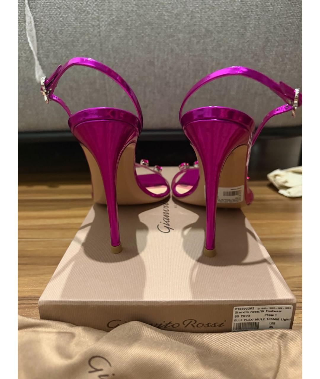 GIANVITO ROSSI Фуксия кожаные босоножки, фото 4