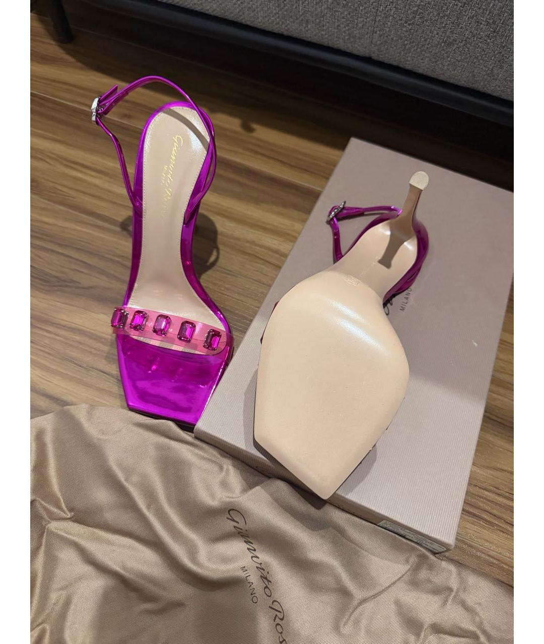 GIANVITO ROSSI Фуксия кожаные босоножки, фото 3